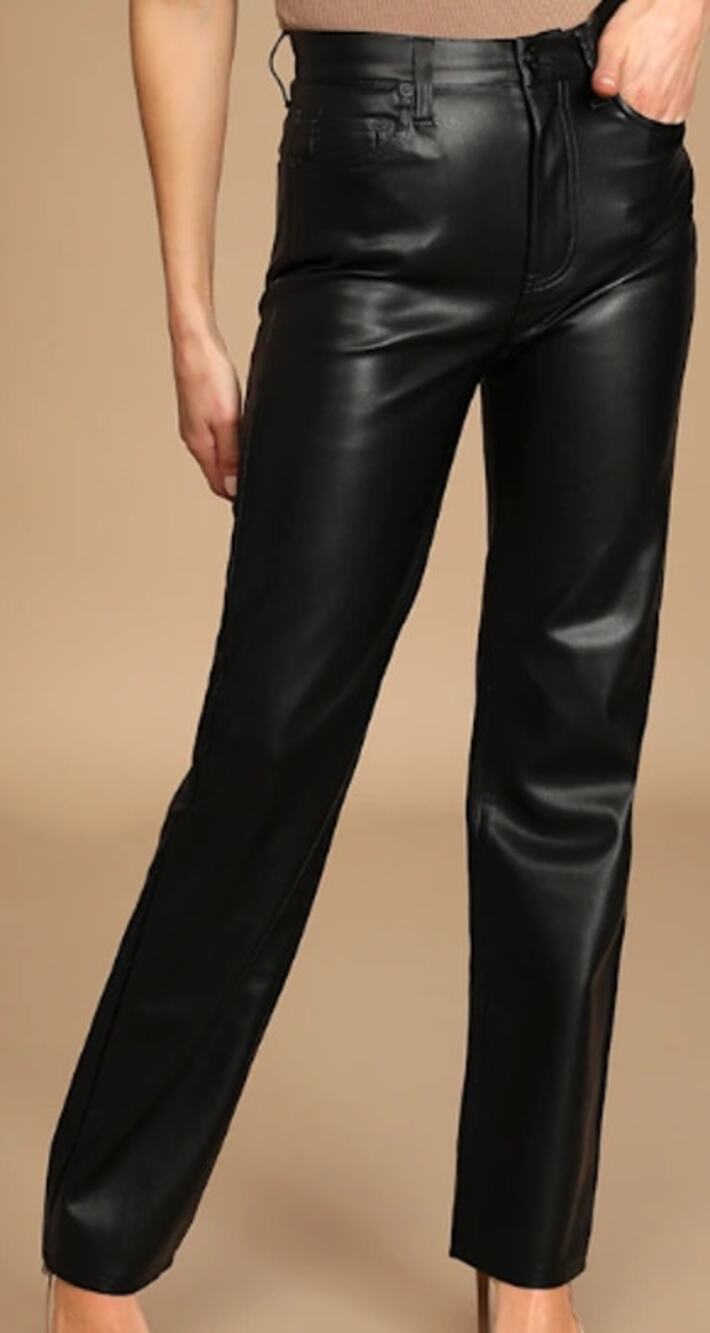 Pistola Cassie Black Vegan Leather Straight Leg Pants sz 25